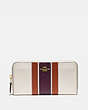 COACH®,ACCORDION ZIP WALLET WITH VARSITY STRIPE,Leather,Mini,Brass/Chalk Multi,Front View