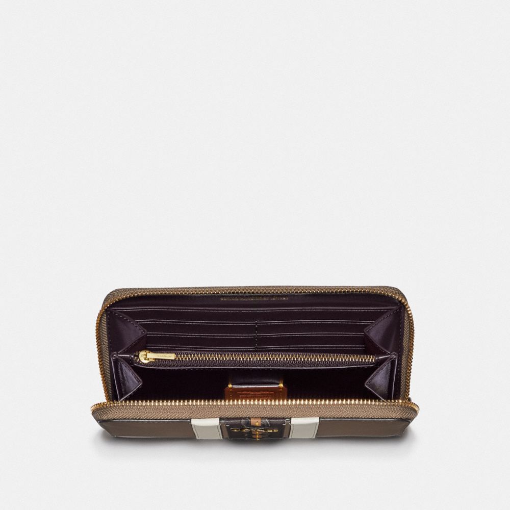 Portefeuille zippé accordéon avec rayure universitaire