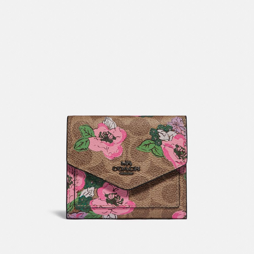 COACH Small Wallet In Signature Canvas With Blossom Print COACH