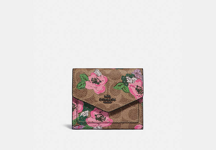 Small Wallet In Signature Canvas With Blossom Print