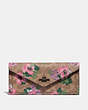 COACH®,SOFT WALLET IN SIGNATURE CANVAS WITH BLOSSOM PRINT,Signature Coated Canvas,Pewter/Tan Sand Print,Front View