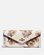 COACH®,SOFT WALLET WITH FLORAL BOUQUET PRINT,Coated Canvas,Brass/Chalk,Front View