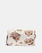 COACH®,HAYDEN FOLDOVER CROSSBODY CLUTCH BAG WITH FLORAL BOUQUET PRINT,Coated Canvas/Smooth Leather,Mini,Brass/Chalk,Front View