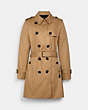 COACH®,SIGNATURE LAPEL TRENCH COAT,cotton,Classic Khaki,Front View