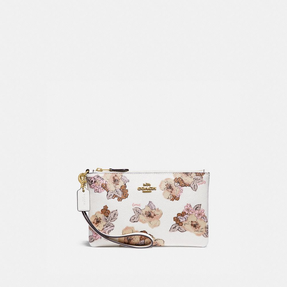 Small Wristlet With Floral Bouquet Print