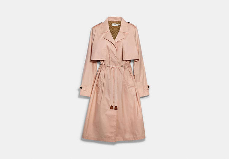 COACH®,LIGHTWEIGHT OVERCOAT WITH SIGNATURE LINING,cotton,Blossom,Front View