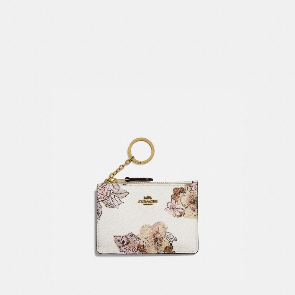 Mini Skinny Id Case With Floral Bouquet Print