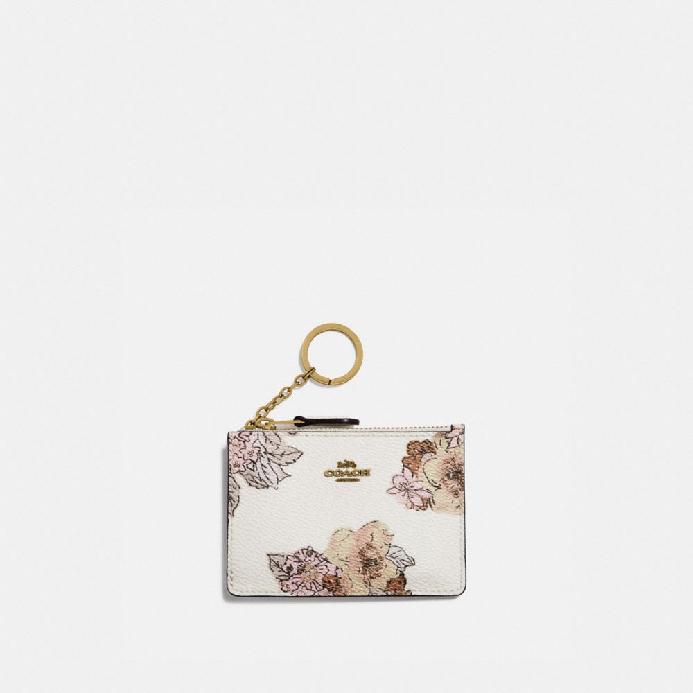 COACH Mini Skinny Id Case With Floral Bouquet Print