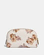 COACH®,COSMETIC CASE 17 WITH FLORAL BOUQUET PRINT,Coated Canvas,Brass/Chalk,Back View