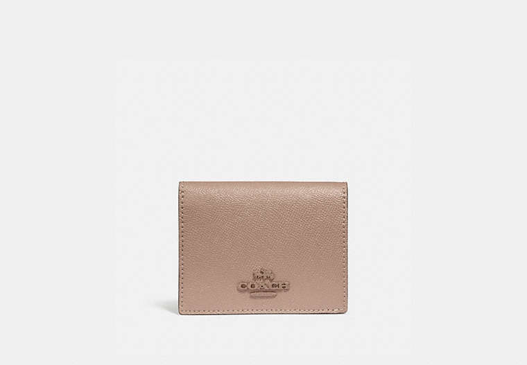 COACH®,SMALL SNAP WALLET,Leather,Brass/Taupe,Front View