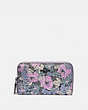 COACH®,MEDIUM ZIP AROUND WALLET WITH HERITAGE FLORAL PRINT,Coated Canvas,Pewter/Soft Lilac Multi,Front View