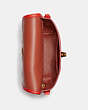 COACH®,TURNLOCK POUCH,Leather,Small,Brass/Carmine,Inside View,Top View