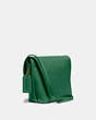 COACH®,TURNLOCK POUCH,Leather,Small,Brass/Green,Angle View