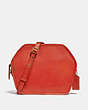 COACH®,ZIP GEOMETRIC POUCH,Glovetan Leather,Medium,Brass/Carmine,Front View