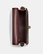 COACH®,TURNLOCK FLAP POUCH,Glovetan Leather,Small,Brass/Cranberry Red,Inside View,Top View