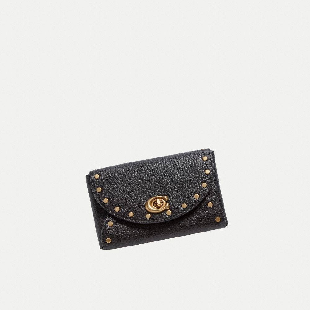 Coach Complimentary Turnlock Card Case With Leather Sequins