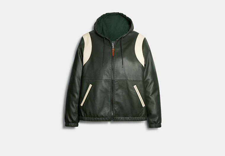 COACH®,REVERSIBLE LEATHER VARSITY TRAINER,n/a,Deep Green,Front View
