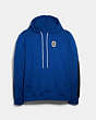 COACH®,MIXED MEDIA HOODIE,n/a,Sapphire.,Front View