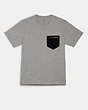 COACH®,MIXED MEDIA T-SHIRT,cotton,Light Heather Grey,Front View