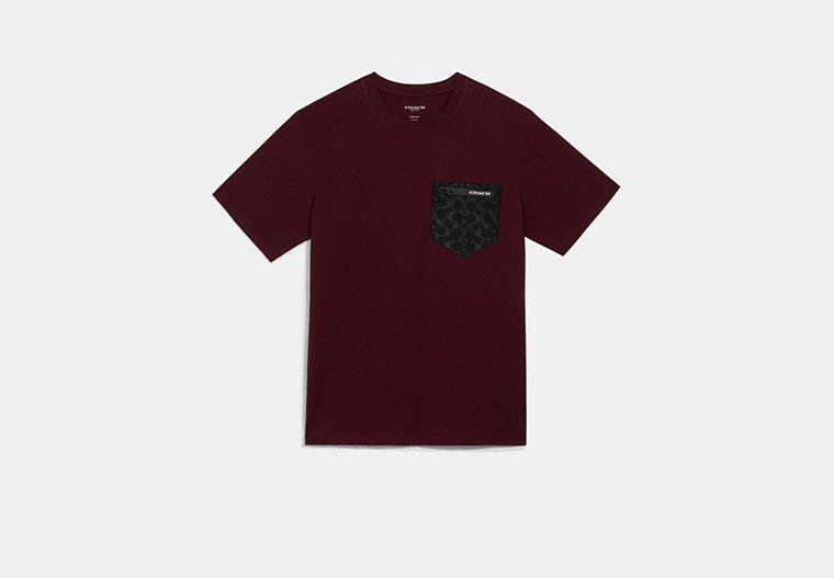 COACH®,MIXED MEDIA T-SHIRT,cotton,Maroon,Front View