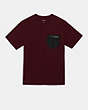 COACH®,MIXED MEDIA T-SHIRT,cotton,Maroon,Front View
