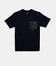 COACH®,MIXED MEDIA T-SHIRT,cotton,Navy,Front View