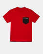 COACH®,MIXED MEDIA T-SHIRT,cotton,Haute Red,Front View