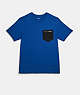 COACH®,MIXED MEDIA T-SHIRT,cotton,Sapphire.,Front View