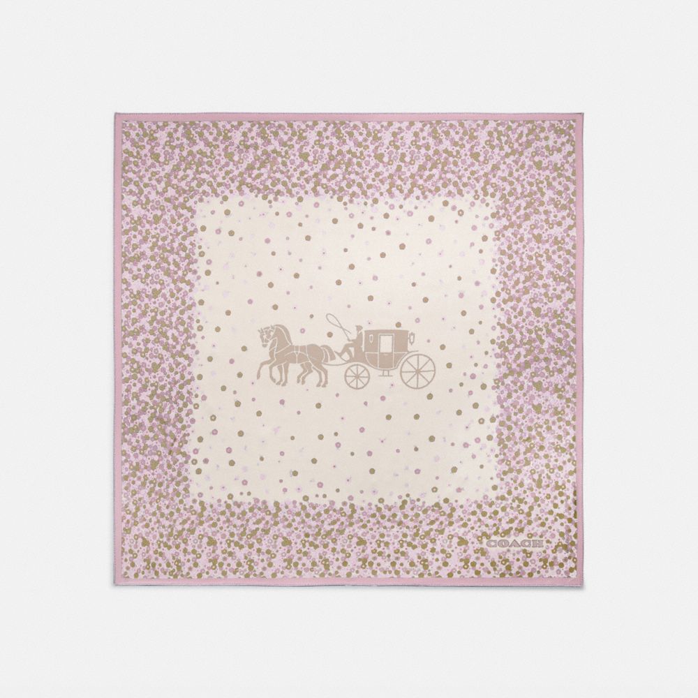 COACH®,Horse And Carriage Tea Rose Print Silk Square Scarf,,Front View