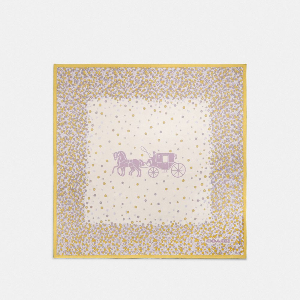 COACH®,Horse And Carriage Tea Rose Print Silk Square Scarf,,Front View