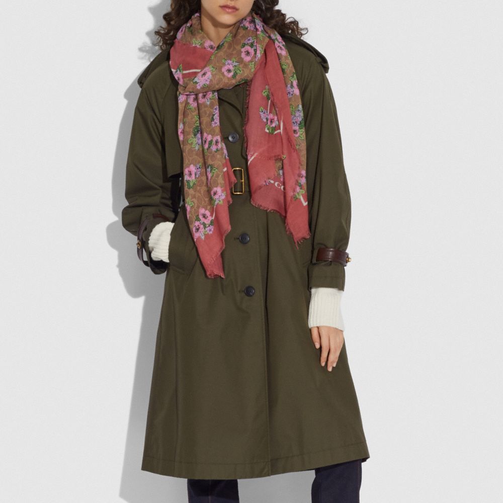 COACH®,Signature Nostalgic Blossom Print Oblong Scarf,,Angle View
