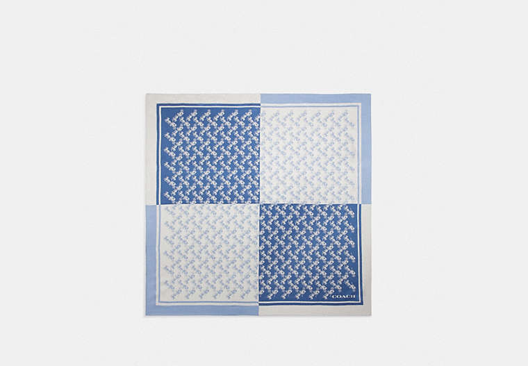 Écharpe carrée en soie avec imprimé carreaux Cheval et Calèche en diagonale