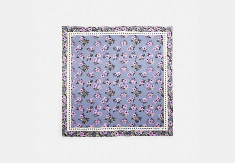 Nostalgic Blossom Print Silk Square Scarf