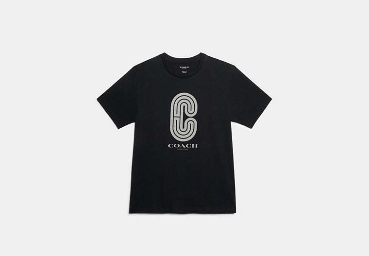 COACH®,SOLID RETRO SPORT T-SHIRT,n/a,Black,Front View