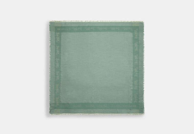 COACH®,HORSE AND CARRIAGE PRINT BORDER OVERSIZED SQUARE SCARF,modalwoolblend,Seafoam,Front View