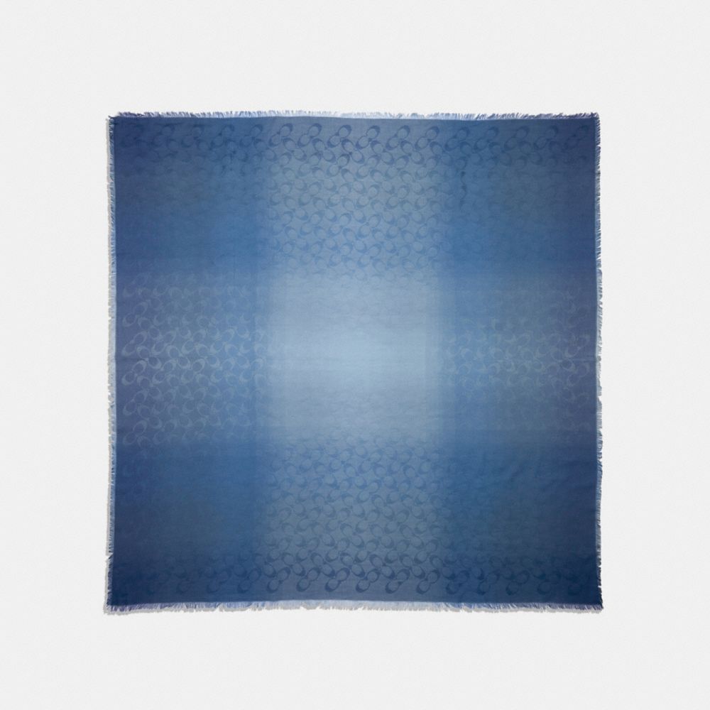 COACH®,SIGNATURE OMBRE OVERSIZED SQUARE SCARF,Denim,Front View