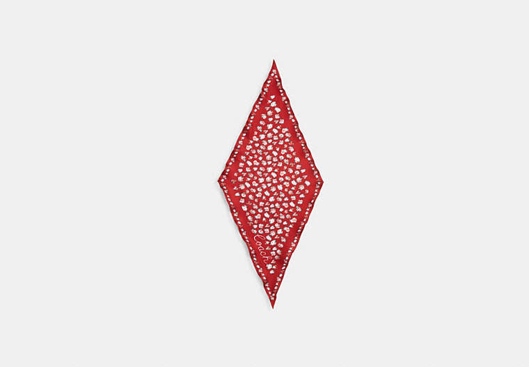 COACH®,TEA ROSE PRINT SILK DIAMOND SCARF,Silk,1941 Red,Front View