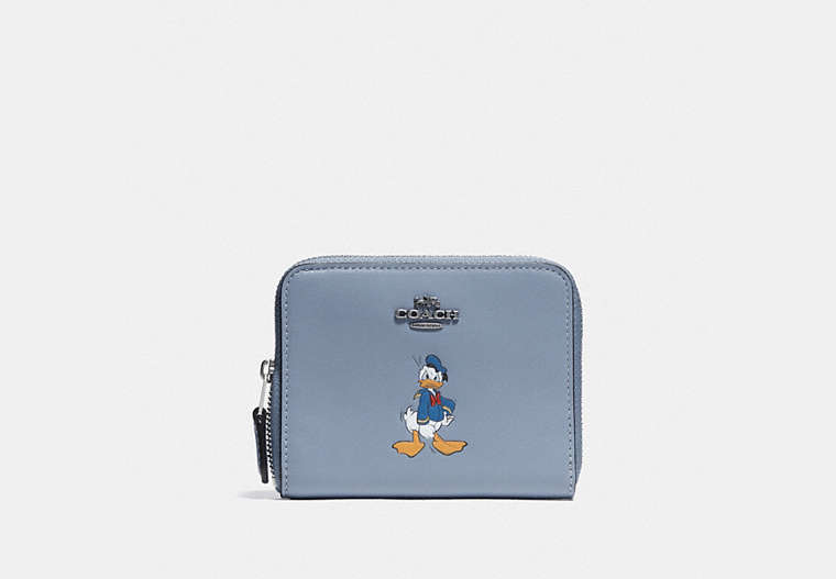 Disney X Coach Small Zip Around Wallet With Donald Duck Motif