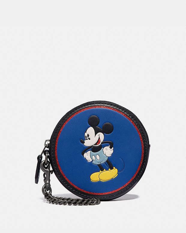 COACH® | Disney X Coach Round Coin Case With Mickey Mouse