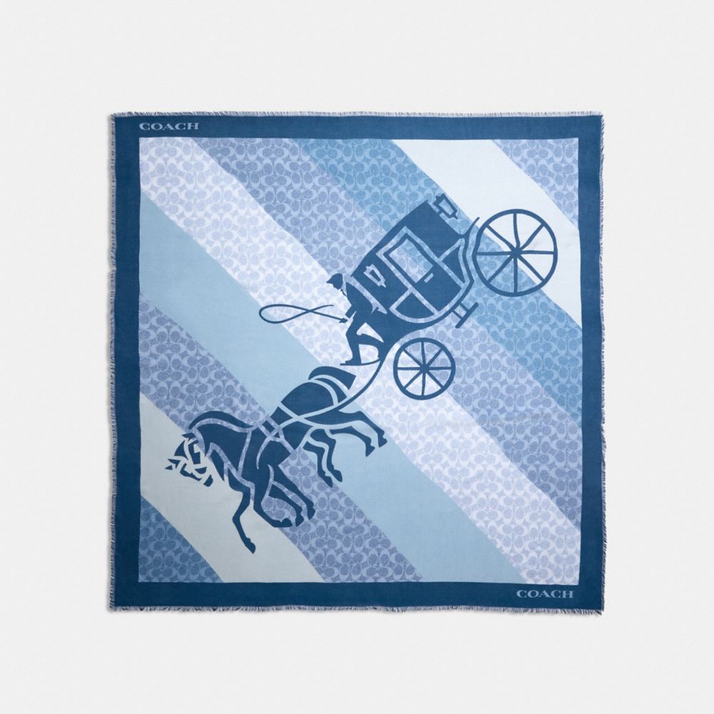 Grande écharpe carrée surdimensionnée à imprimé Cheval et chariot Signature
