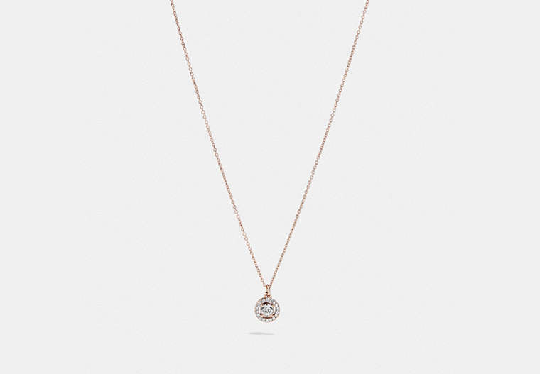 COACH®,HALO PAVE STUD NECKLACE,Plated Brass,Gold/Clear,Front View