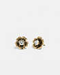COACH®,MINI TEA ROSE 2-IN-1 STUD EARRINGS,Plated Brass,Gold,Front View