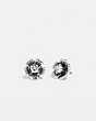 COACH®,MINI TEA ROSE 2-IN-1 STUD EARRINGS,Plated Brass,Silver,Front View