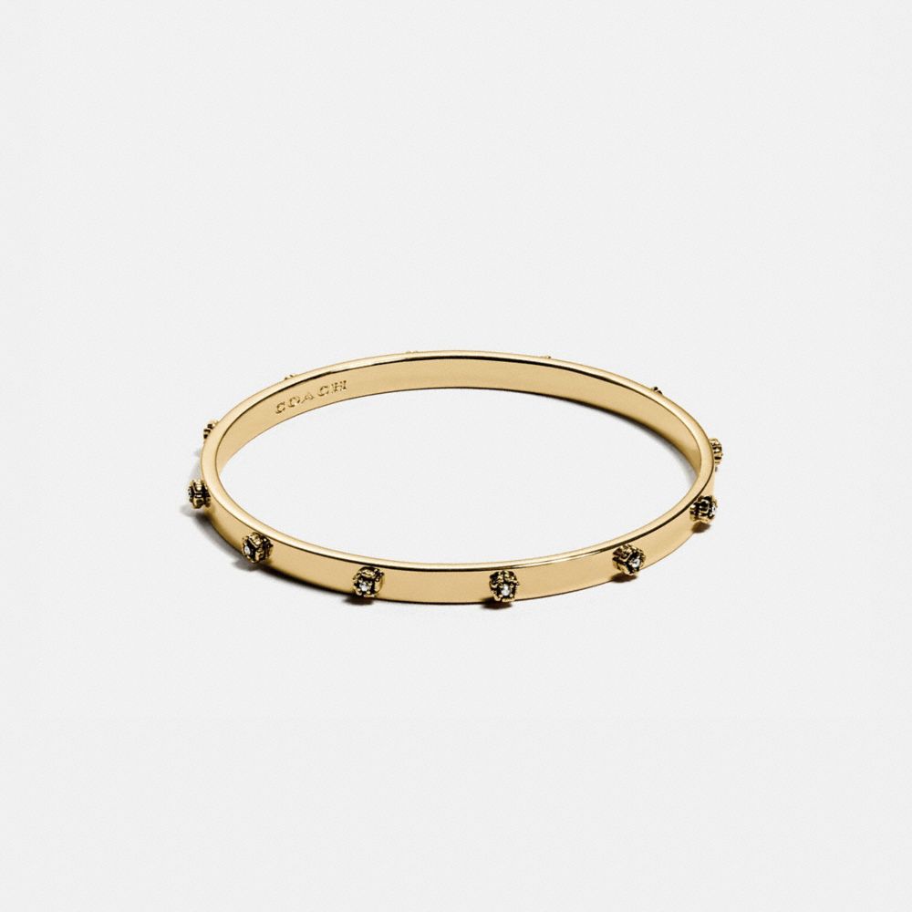 COACH®,TEA ROSE BANGLE,Plated Brass,Gold,Front View