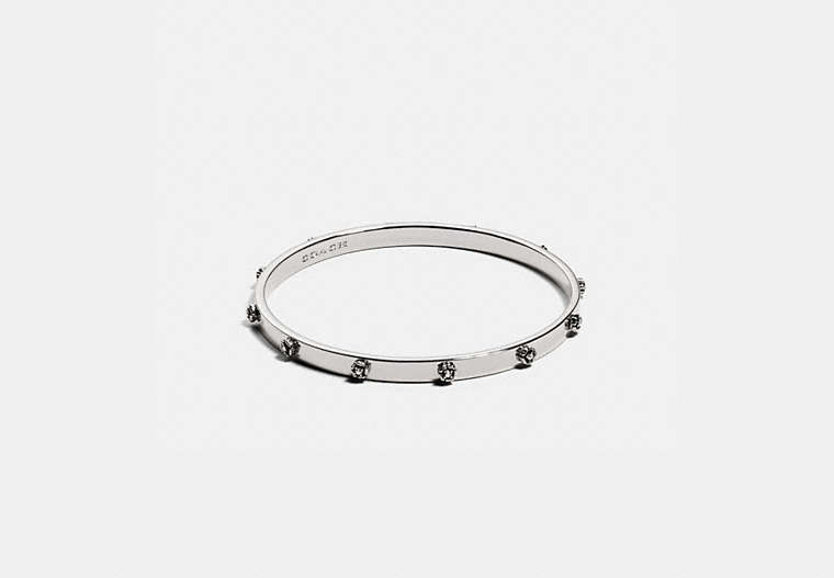 COACH®,TEA ROSE BANGLE,Plated Brass,Silver,Front View