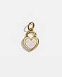 COACH®,COLLECTIBLE PEARL HEART CHARM,Plated Sterling Silver,Gold/Multi,Front View