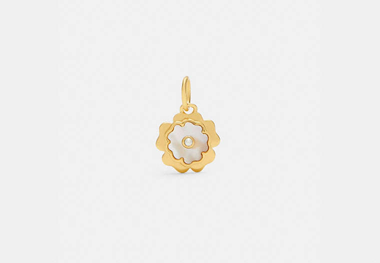 COACH®,COLLECTIBLE TEA ROSE CHARM,Plated Sterling Silver,Gold/Multi,Front View