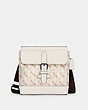 COACH®,HUDSON CROSSBODY WITH HORSE AND CARRIAGE PRINT,pvc,Gunmetal/Beige Taupe,Front View