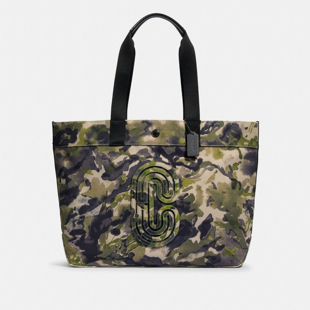 Tote With Watercolor Script Print And Coach Patch