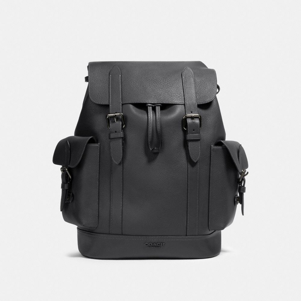 COACH®,HUDSON BACKPACK,Smooth Leather,X-Large,Gunmetal/Industrial Grey,Front View
